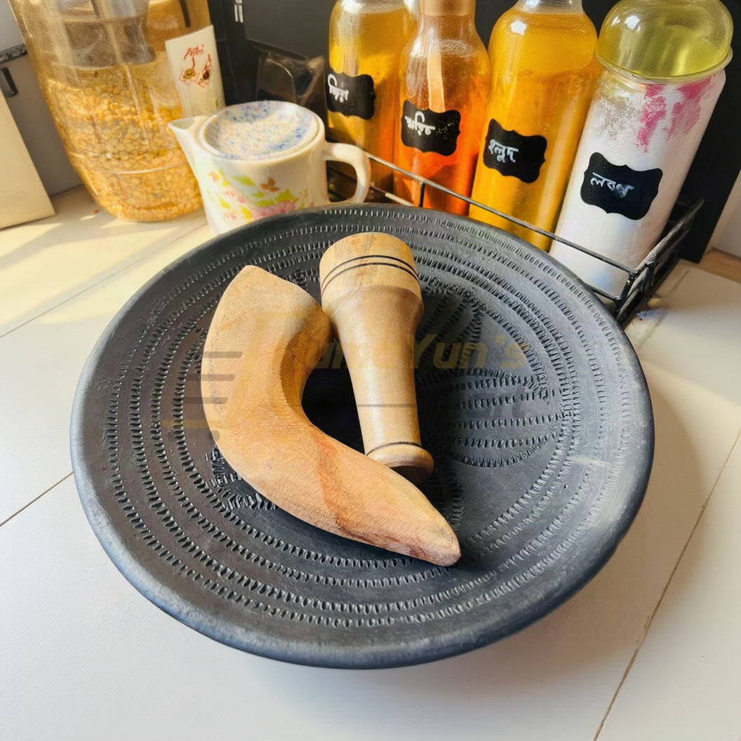 Terracotta Batna with Pestle Combo Set - পোড়ামাটির বাটনা ও পিষনী কম্বো সেট